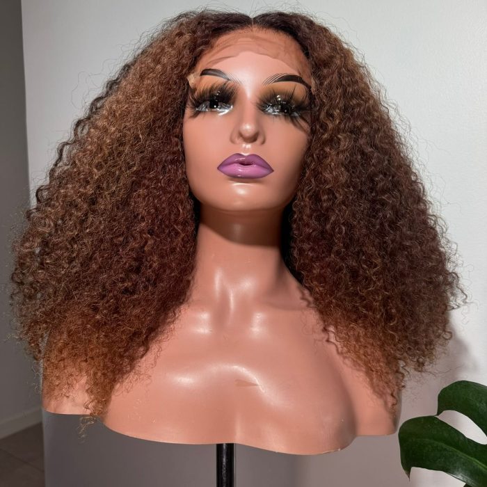 Beyonce 16 Inch Afro Kinky Highlight Wig with 5x5 Transparent Lace
