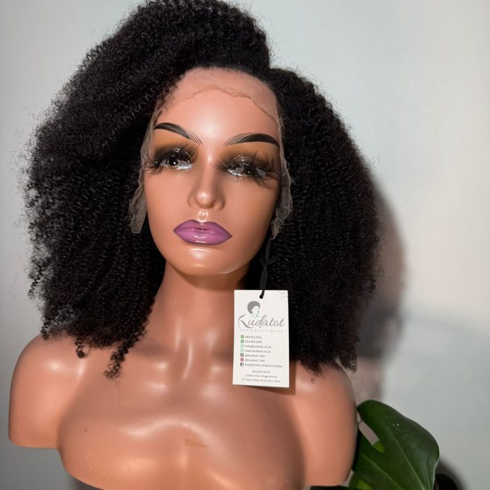 Patie 01102 14 Inch Afro Kinky 4C HD Lace Wig in Natural Black