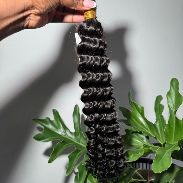 Deep Wave Bulk 22 Inch Human Hair Extensions in Natural Black