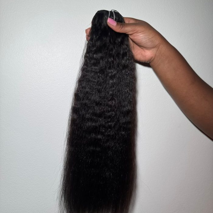 Sindi Weft 18 Inch Kinky Straight Human Hair Extensions in Natural Black